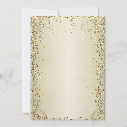 Invitation Chic Sequins Robe Or 100e anniversaire (Dos)