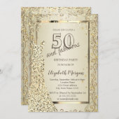 Invitation Chic Sequins Robe Or 50e anniversaire (Devant / Derrière)