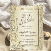 Invitation Chic Sequins Robe Or 50e anniversaire