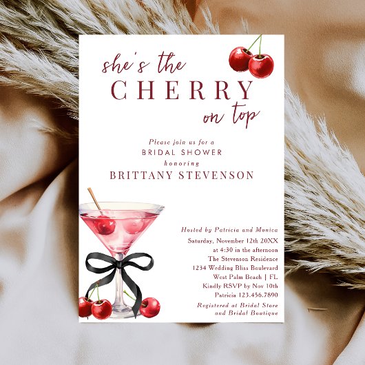 Invitation Chic She's The Cherry On Top Martini Bridal Shower
