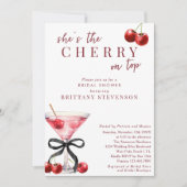 Invitation Chic She's The Cherry On Top Martini Bridal Shower (Devant)