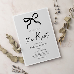 Invitation Chic She's Tying the Knot Black Bow Fête des marié