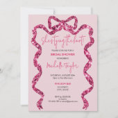 Invitation Chic She's Tying the Knot Pink Bow Fête des mariée (Devant)