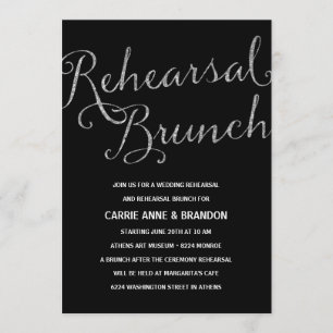 Invitation Chic Shimmer   Faux Silver Foil Répétition Brunch