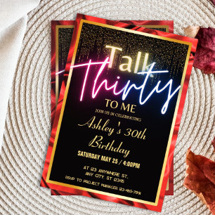Invitation Chic Silk Ruby Red Gold Parlez 30ème pour moi Anni