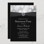 Invitation Chic Silver & Black Diamond Retraite Party (Devant / Derrière)