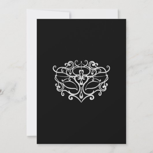 Invitation Chic Silver & Black Typography Masquerade Sweet 16 (Dos)