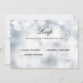 Invitation Chic Silver Bokeh Mariage léger Rsvp (Devant)