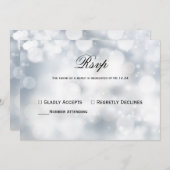 Invitation Chic Silver Bokeh Mariage léger Rsvp (Devant / Derrière)