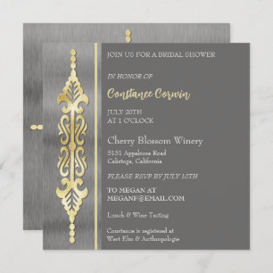 Invitation Chic Silver et Gold de douche nuptiale
