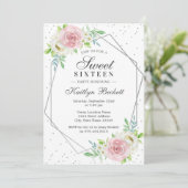 Invitation Chic Silver Foil Floral Sweet 16 Anniversaire (Debout devant)