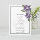 Invitation Chic silver glitter purple lavender orchid wedding (Debout devant)