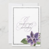 Invitation Chic silver glitter purple lavender orchid wedding (Dos)