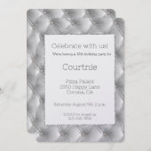 Invitation Chic Silver Grey Faux Velvet Anniversaire (Devant / Derrière)