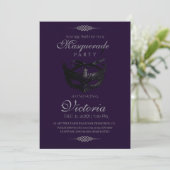 Invitation Chic Silver Masquerade Party Anniversaire (Debout devant)
