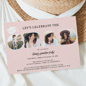 Invitation Chic Simple blush rose 3 photos graduation script