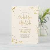 Invitation Chic Simple Confettis Pailletés Or 30 ans Annivers (Debout devant)