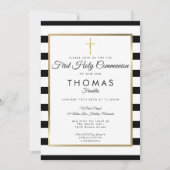 Invitation Chic Simple Croix d'Or Première Sainte Communion (Devant)