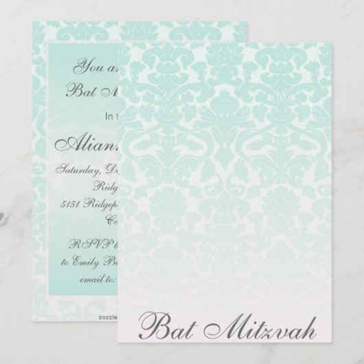 Invitation chic simple de bat mitzvah (Devant / Derrière)