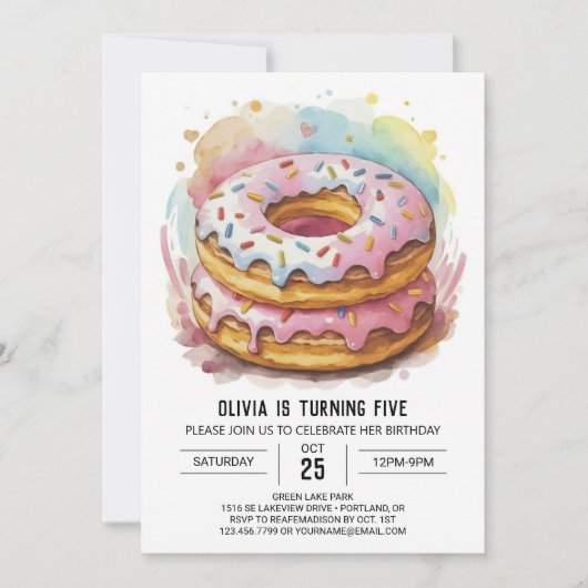 Invitation Chic Simple Donuts Anniversaire (Devant)