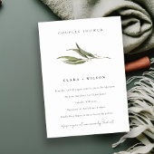 Invitation Chic Simple Eucalyptus Botanical Couples Douche