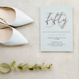 Invitation Chic Simple Minimaliste Blush Pink 50e anniversair