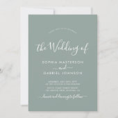 Invitation Chic Simple Moderne Calligraphie Sage Vert Mariage (Devant)