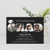 Invitation Chic Simple noir 3 photos graduation de script (Debout devant)