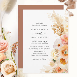 Invitation Chic Simple Peach Blush Cream Mariage en terre cui