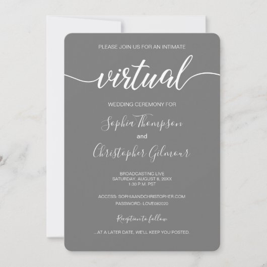 Invitation Chic simple personnalisé VIRTUEL VIRTUEL Mariage g (Devant)