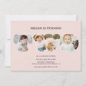 Invitation Chic Simple rose vif 3 photos 2e anniversaire (Devant)