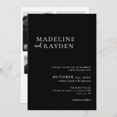 Invitation Chic Simplicity Black White Photo Collage Mariage (Devant / Derrière)