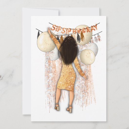 Invitation Chic Sip Sip Hooray fête du Nouvel An (Dos)