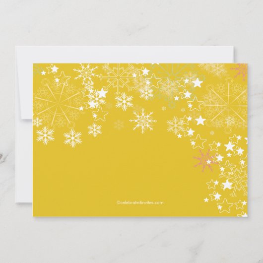 Invitation Chic Snowflakes Gold de Noël (Dos)