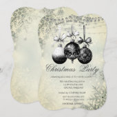 Invitation Chic Snowflakes, Lumières, Black Balls Noël (Devant / Derrière)