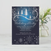 Invitation Chic Snowflakes Noël Arbres Fête Fête (Debout devant)