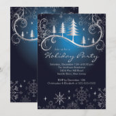 Invitation Chic Snowflakes Noël Arbres Fête Fête (Devant / Derrière)