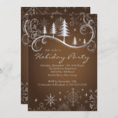 Invitation Chic Snowflakes Noël Arbres Fête Fête (Devant / Derrière)
