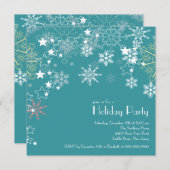 Invitation Chic Snowflakes Noël Fête de Noël Bleu (Devant / Derrière)