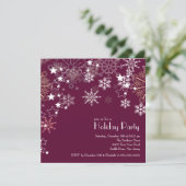 Invitation Chic Snowflakes Noël Fête de Noël Plum (Debout devant)