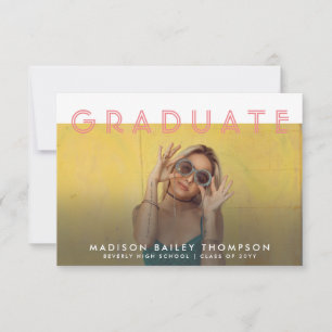 Invitation Chic Soft Pink Photo Graduation virtuelle pour les