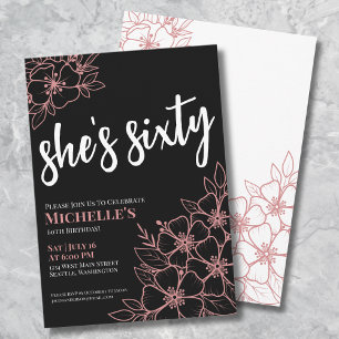 Invitation Chic Soixante Rose Gold Noir Soixantième Anniversa