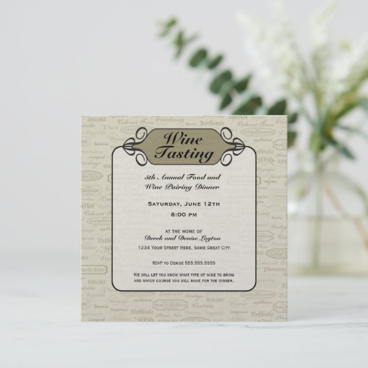 Invitation chic sophistiquée de vin (Debout devant)
