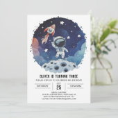 Invitation Chic Space Kids Astronaut garçon Anniversaire (Debout devant)