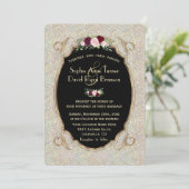 Invitation Chic Sparkles Gold Sequins Floral Wedding Invite (Debout devant)