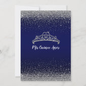 Invitation Chic Sparkling Bleu Argent Tiara Quinceanera (Dos)
