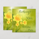 Invitation Chic Spring Daffodils Bokeh fête du 30e anniversai (Devant / Derrière)