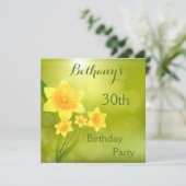 Invitation Chic Spring Daffodils Bokeh fête du 30e anniversai (Debout devant)