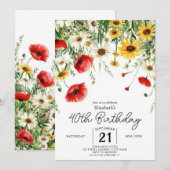 Invitation Chic Spring Fleurs sauvages 40e anniversaire (Devant / Derrière)