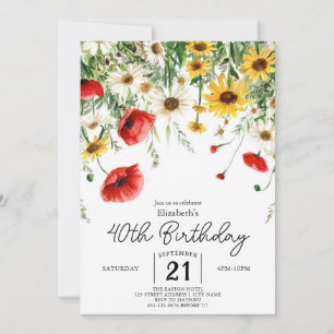 Invitation Chic Spring Fleurs sauvages 40e anniversaire